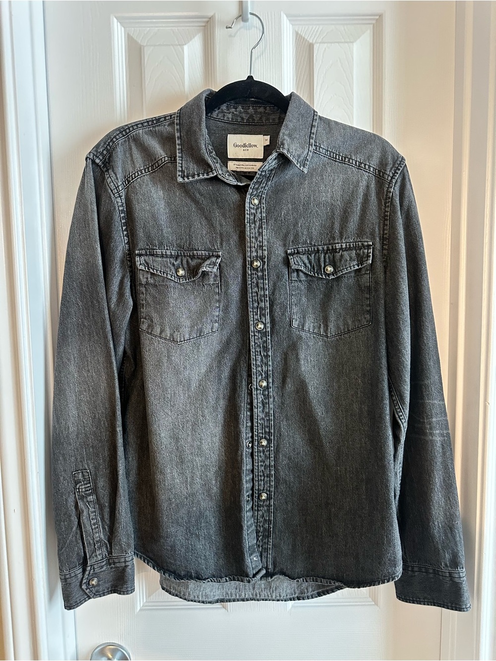 Goodfellow & Co Men's Charcoal Gray Denim Button-Down Shirt